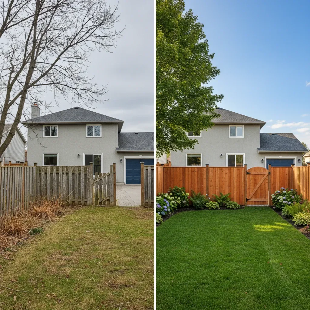 Fence contractor transformation - before and after by Quality Landscaping Kirkland in Kirkland